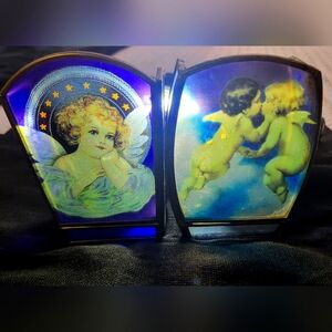 2 Vintage 90s Angel Motif Tea light Candel Holders